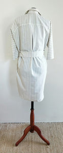 Taupe and White Stripe Shirt Dress - XL