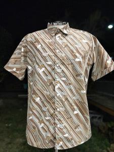 Diagonal browns with leaves - XL