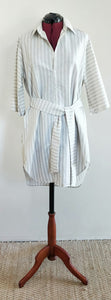 Taupe and White Stripe Shirt Dress - XL